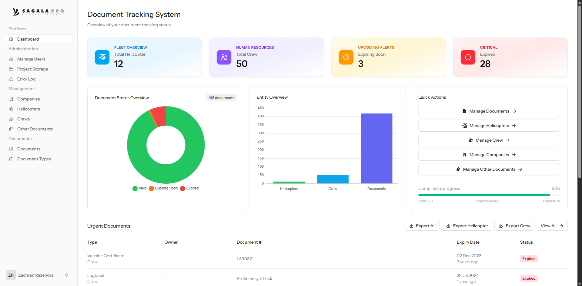 Screenshot proyek Document Tracking System - Sagala Pro - Platform tingkat perusahaan yang dirancang untuk mengoptimalkan alur kerja dokumen melalui pelacakan real-time, pelaporan otomatis, dan kontrol akses yang ketat.